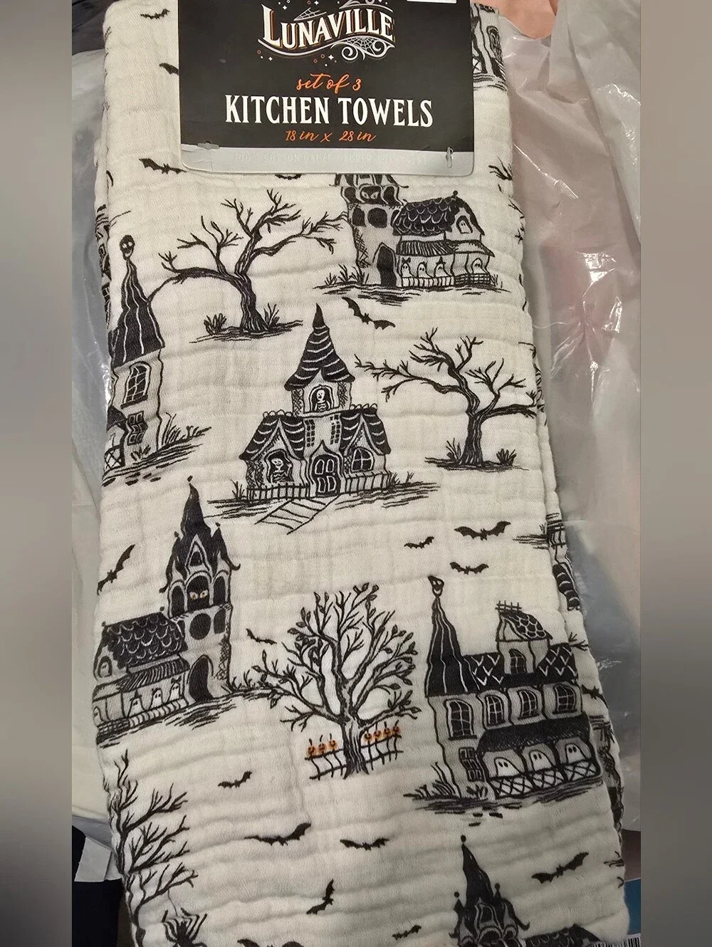 Envogue Lunaville Haunted Village Kitchen Towels - Set of 3